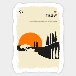 Tuscany Italy Vintage Minimal Retro Book Cover Travel Poster Sticker